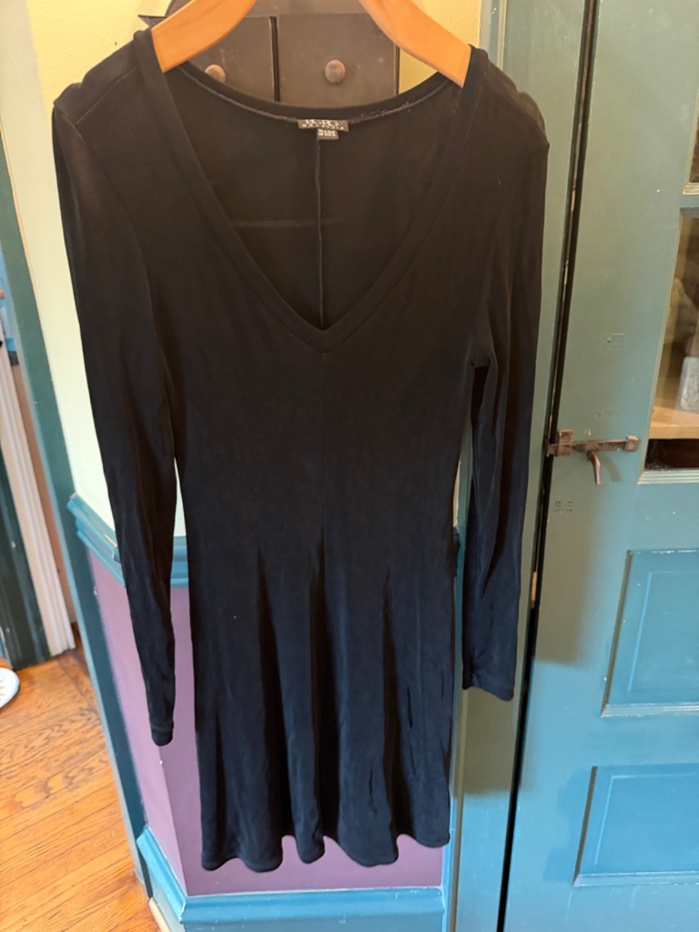 BCBGMaxAzria Black Long-Sleeve V-Neck Flared Dress
